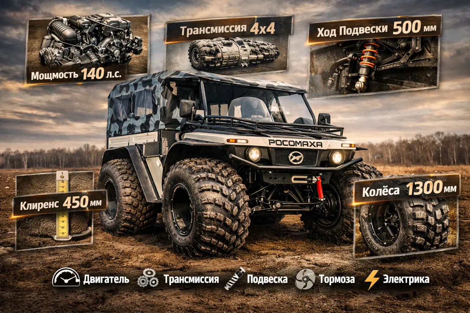 Технические характеристики квадроцикла вездехода